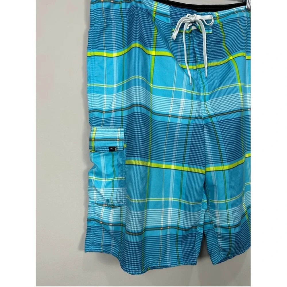 Men's O'Neill Blue Plaid Board Shorts Size‎ 38